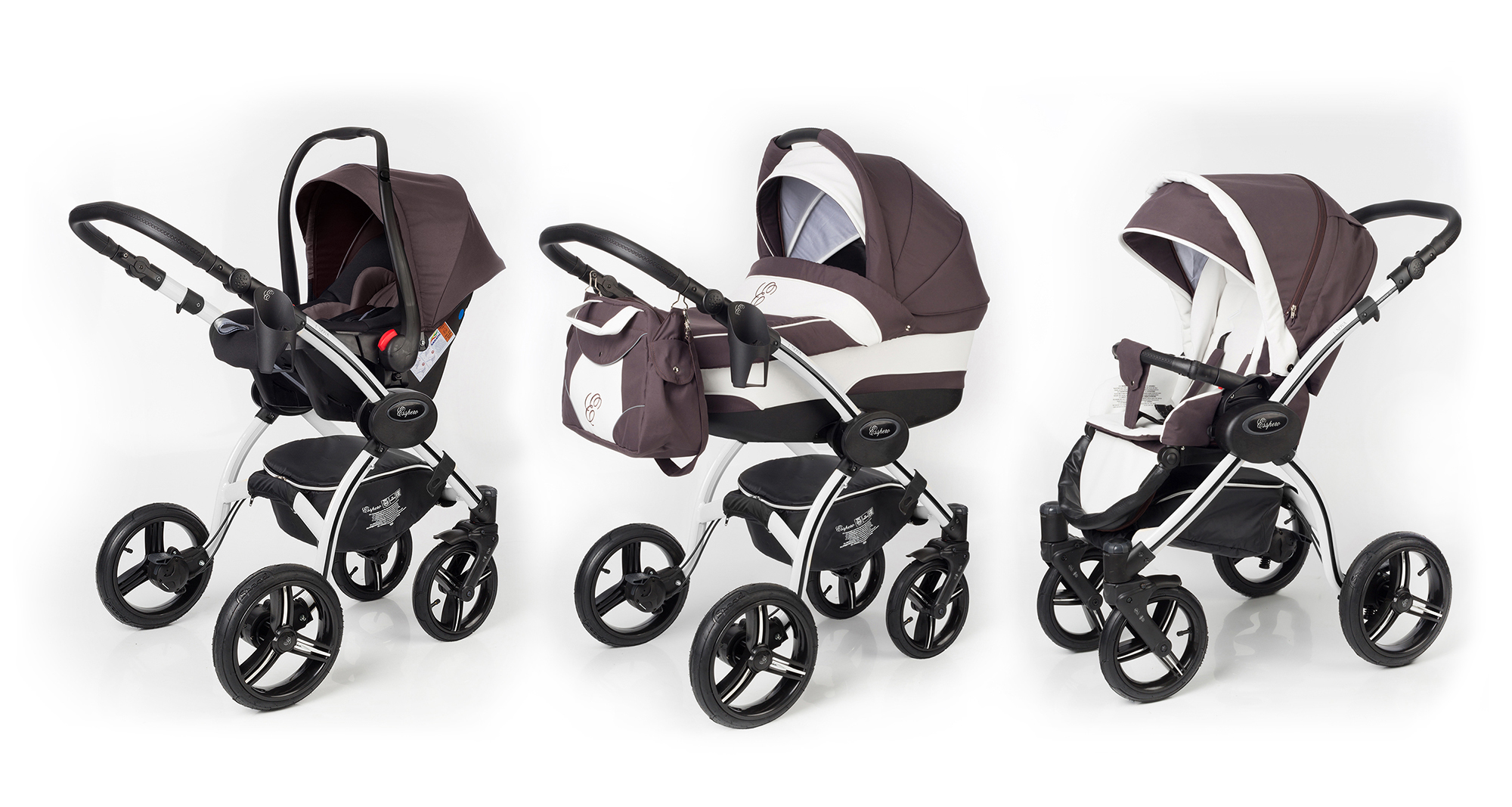 Коляска 3 в 1 Esspero I-Nova (шасси White) Brown Lux