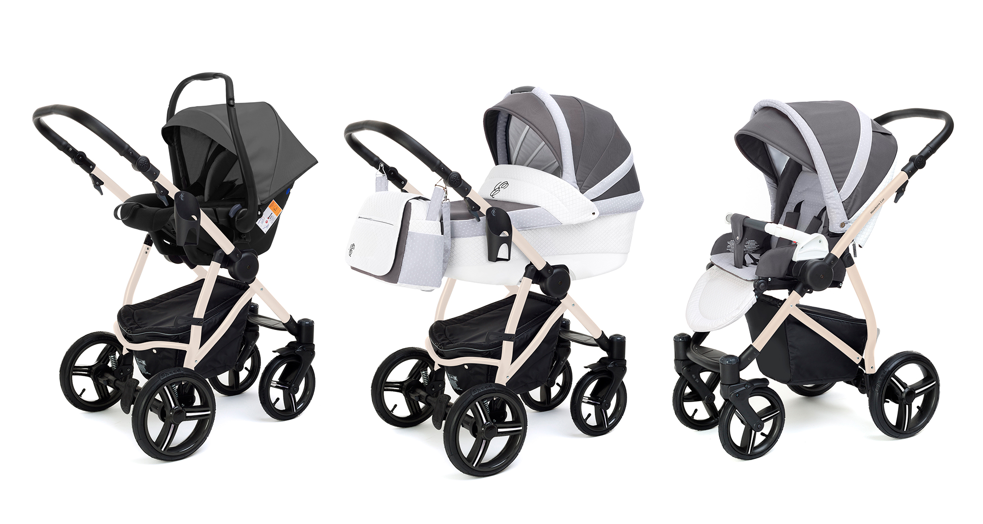 Коляска 3 в 1 Esspero Grand Newborn Lux (шасси Beige) Royal Silver