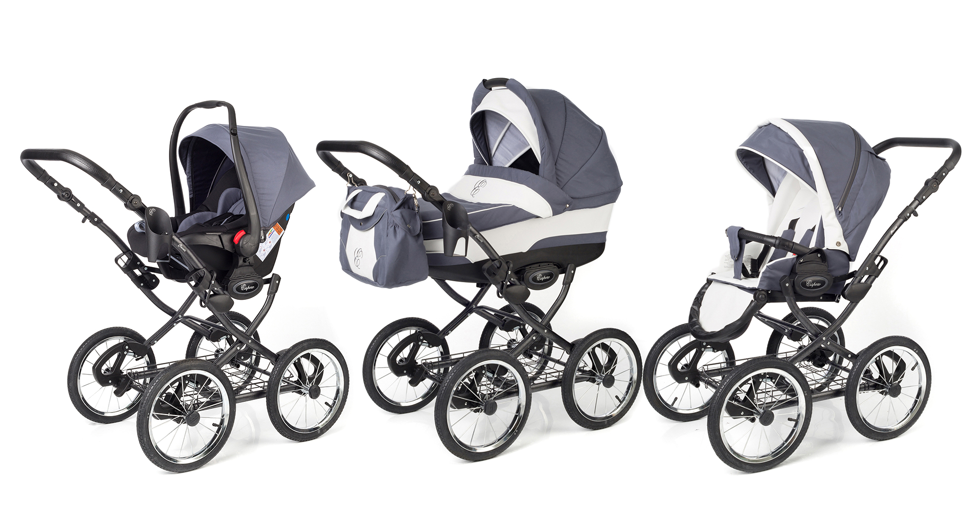 Коляска 3 в 1 Esspero Classic (шасси Graphite) Grey Lux