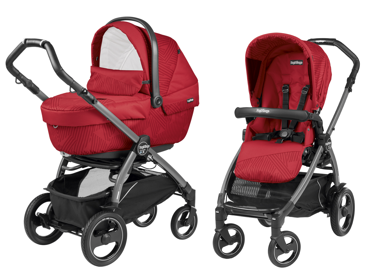Коляска 2 в 1 Peg Perego Book 51 S XL Modular (шасси Jet) Geo Red