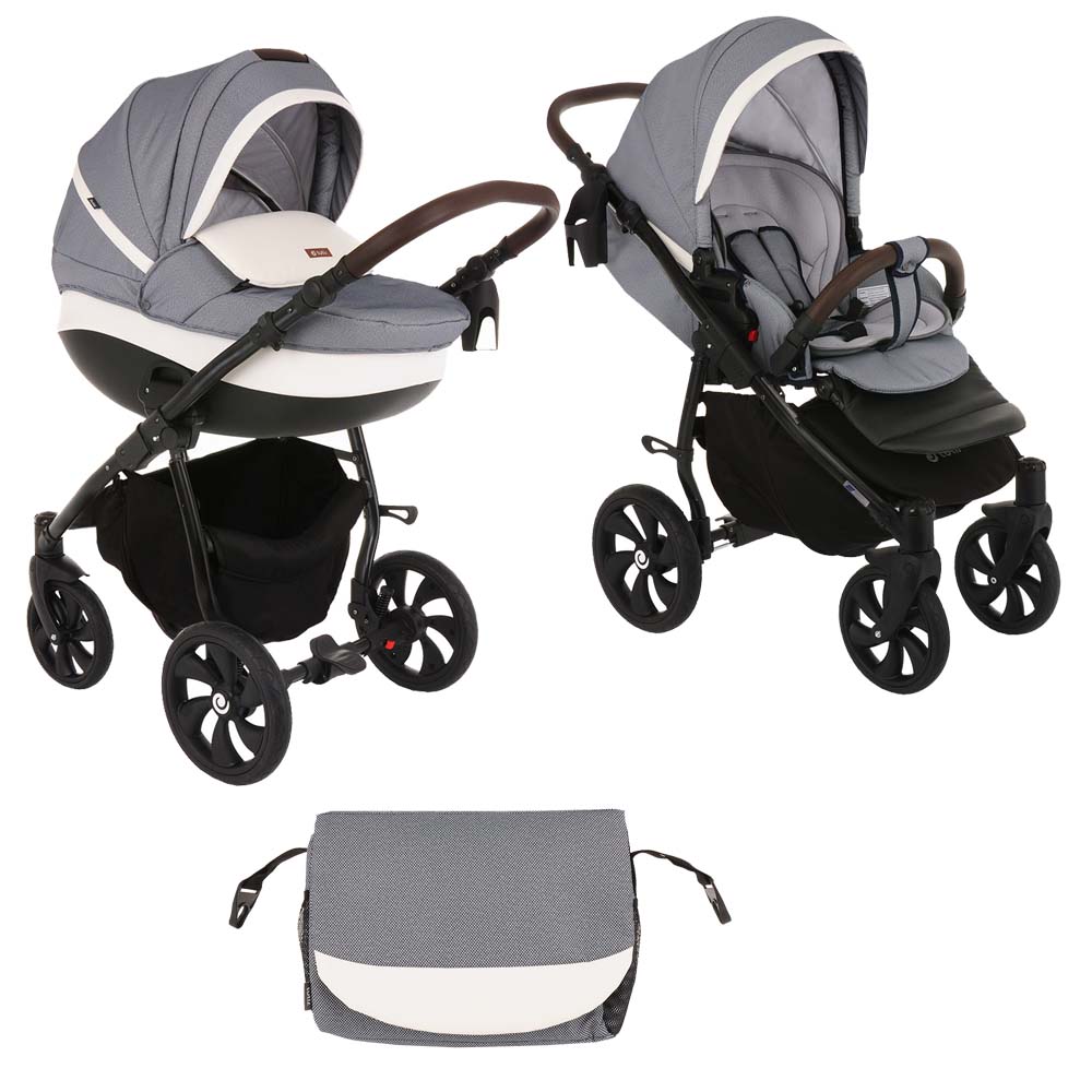 Коляска 2 в 1 Tutis Nanni Silver Серый+Кожа Белый