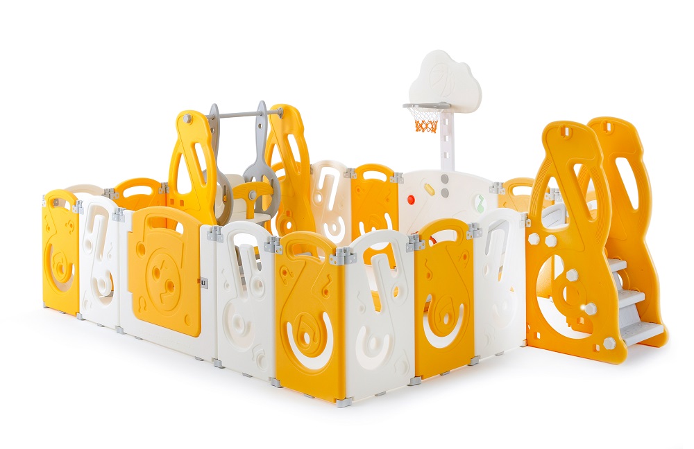 Манеж UNIX Kids SUPREME Music 200x240 Yellow с качелями