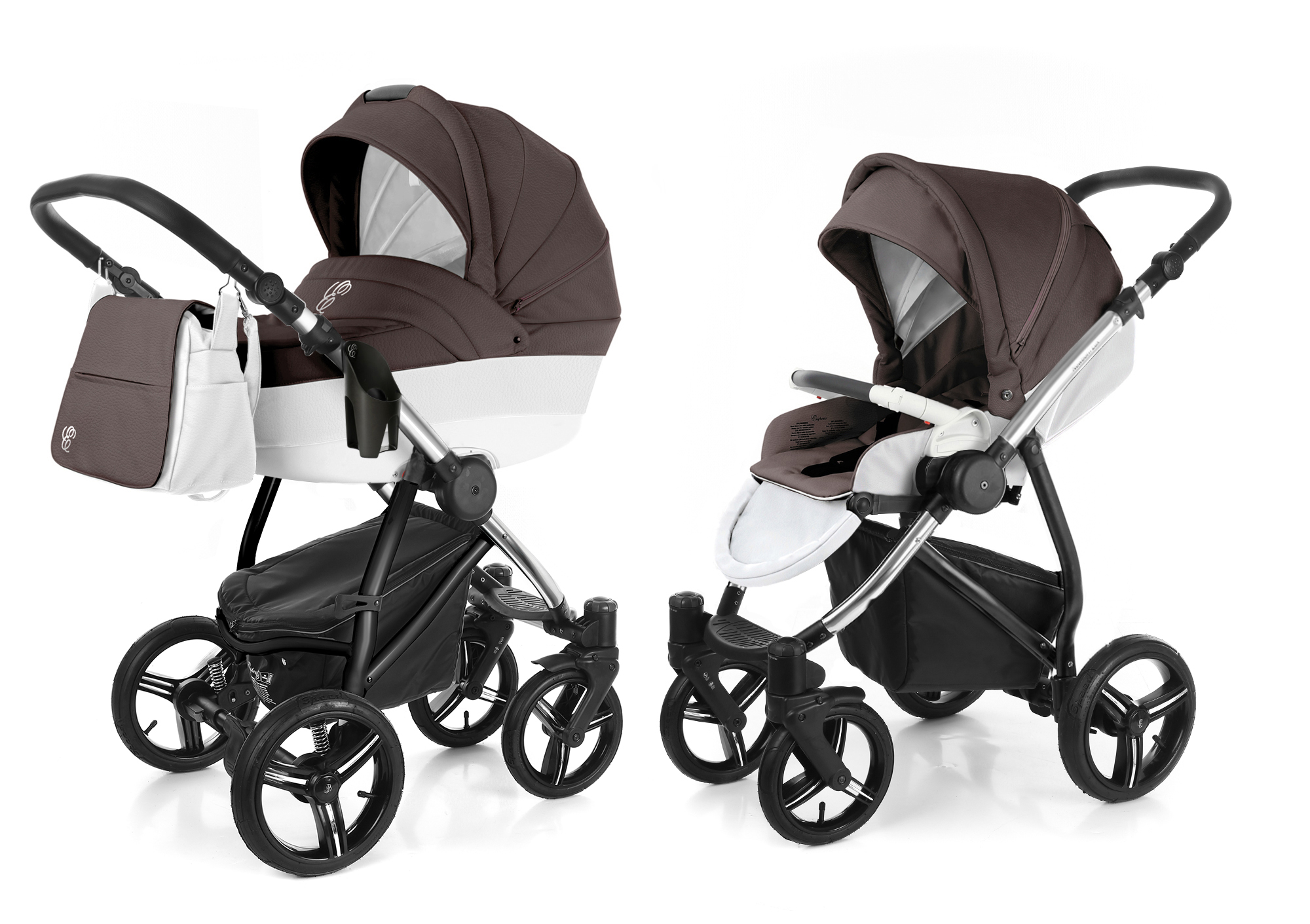 Коляска 2 в 1 Esspero Grand Newborn Lux (шасси Chrome) Cacao leatherette