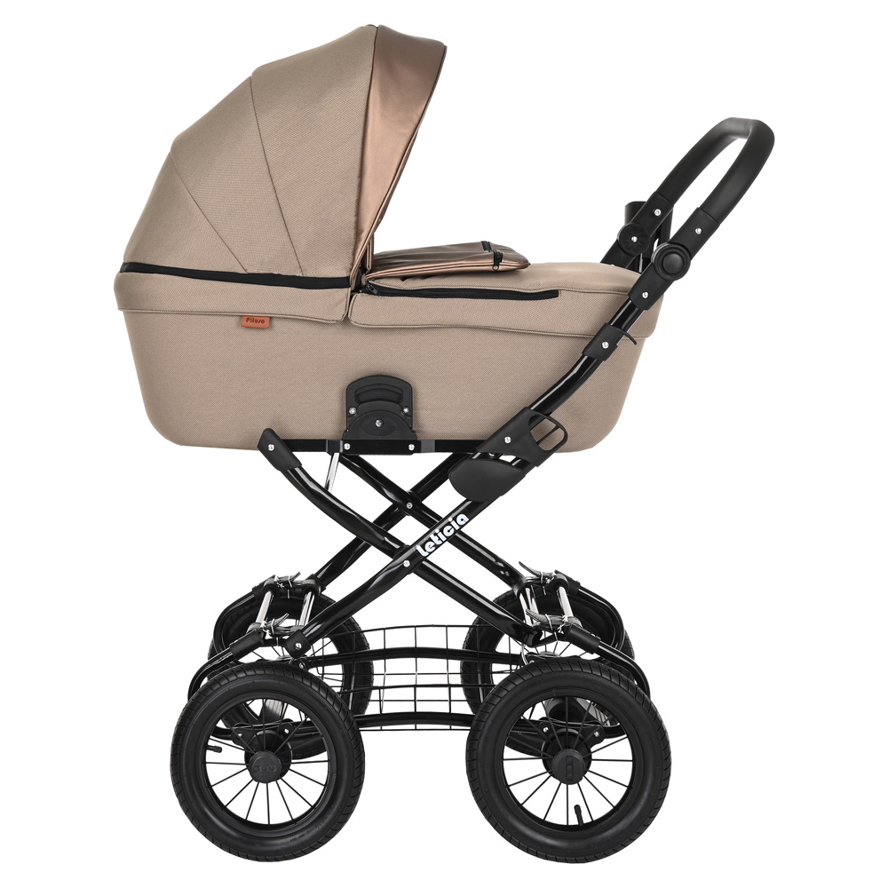 Коляска для новорожденных Pituso Leticia Classic/12d Cappucino+Кожа Brown Metalic