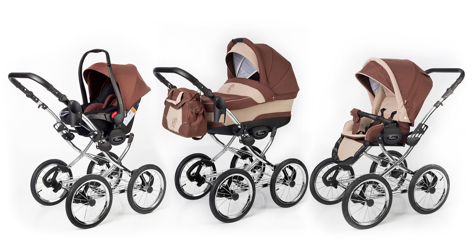 Коляска 3 в 1 Esspero Classic (шасси Chrome) Brown Beige