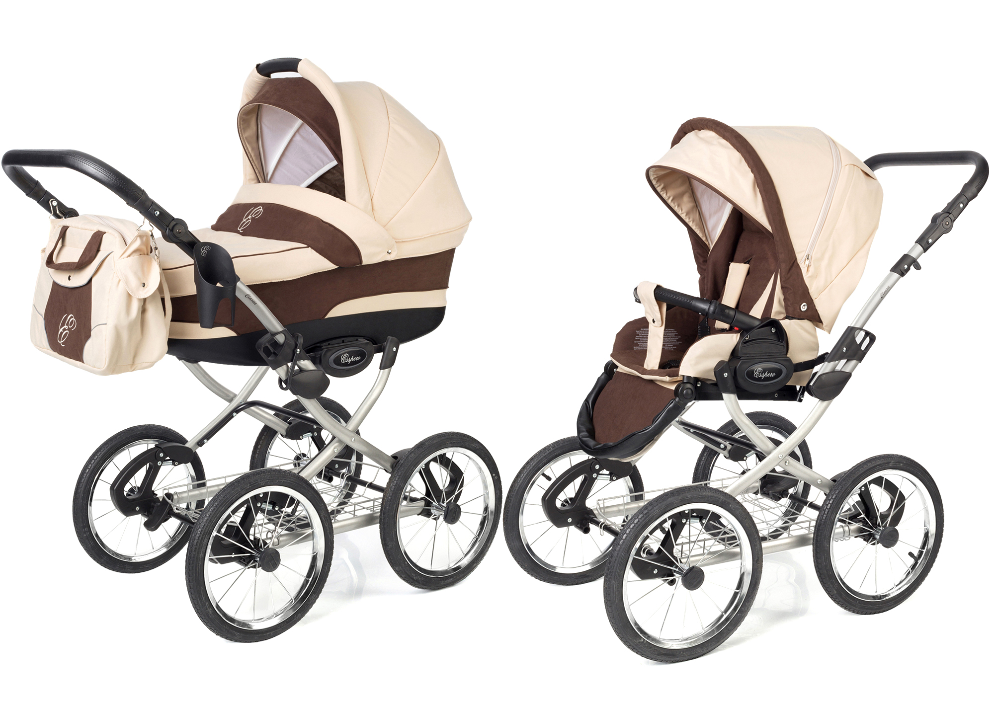 Коляска 2 в 1 Esspero Classic (шасси Grey) Beige Brown