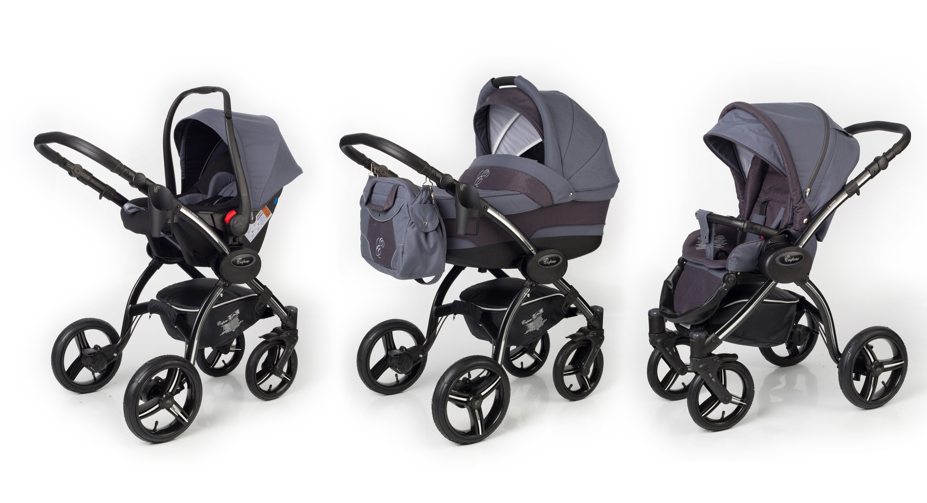 Коляска 3 в 1 Esspero I-Nova (шасси Black) Dark Grey