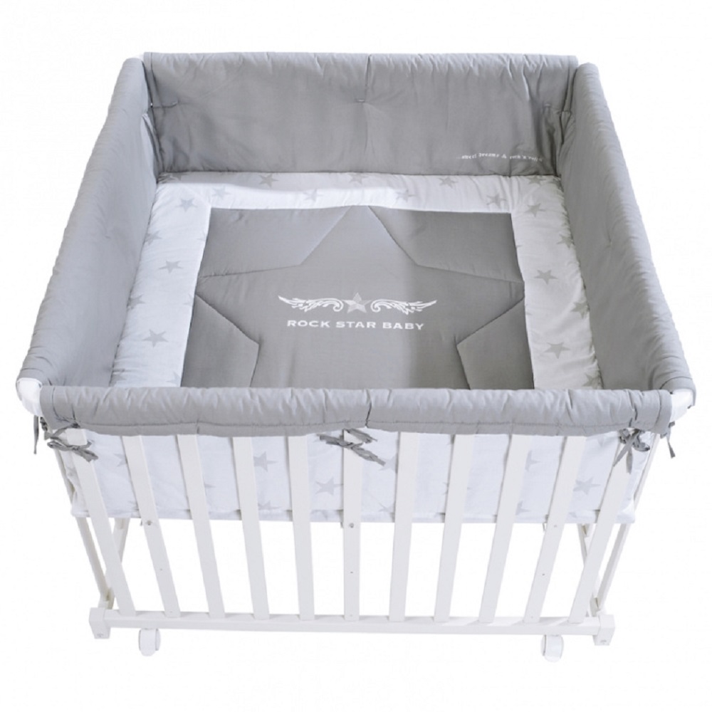 Детский квадратный манеж ROBA Rock Star Baby 100х100 с бампером Белый