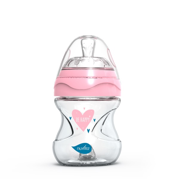 Антиколиковая бутылочка Nuvita 6013 Glass Collection 140мл, стекло розовый