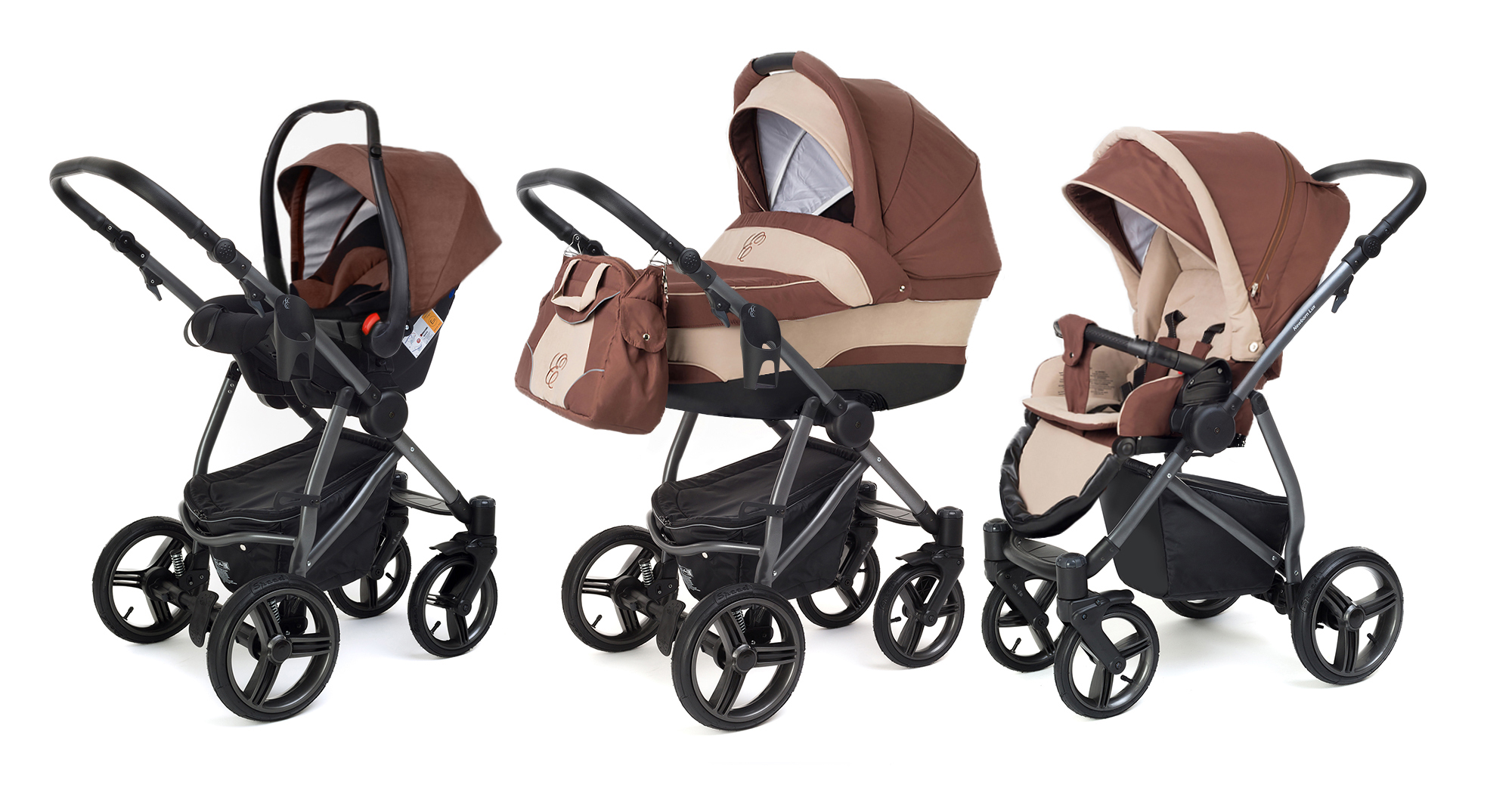 Коляска 3 в 1 Esspero Newborn Lux (шасси Graphite) Brown Beige
