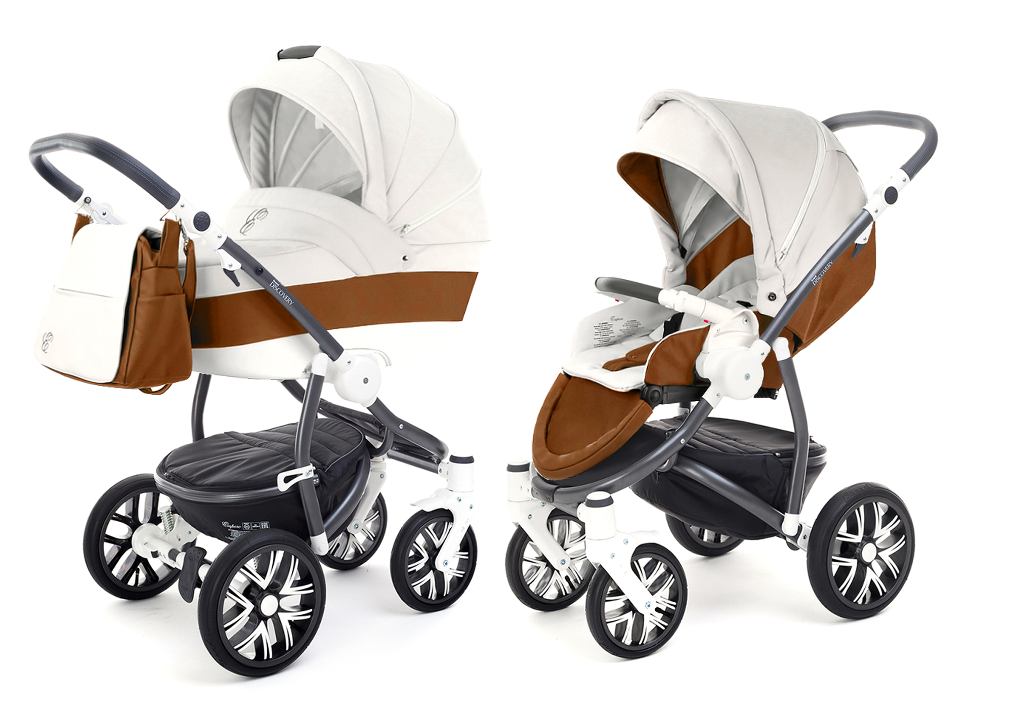 Коляска 2 в 1 Esspero Grand Discovery (шасси Graphite White) Orange leatherette