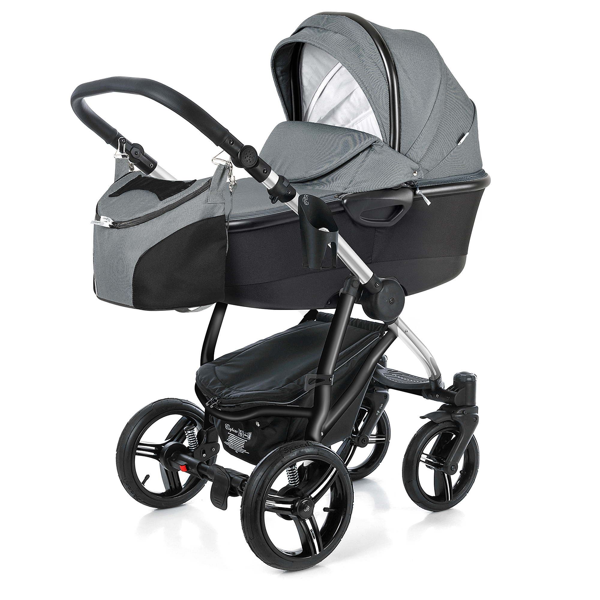 Коляска для новорожденных Esspero Newborn Lux Alu (шасси Chrome) Asphalt