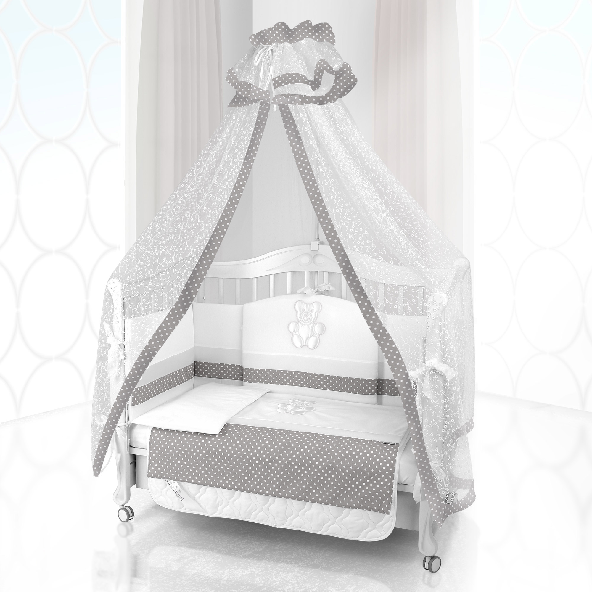 Комплект постельного белья Beatrice Bambini Unico Puntini (120х60) bianco grigio