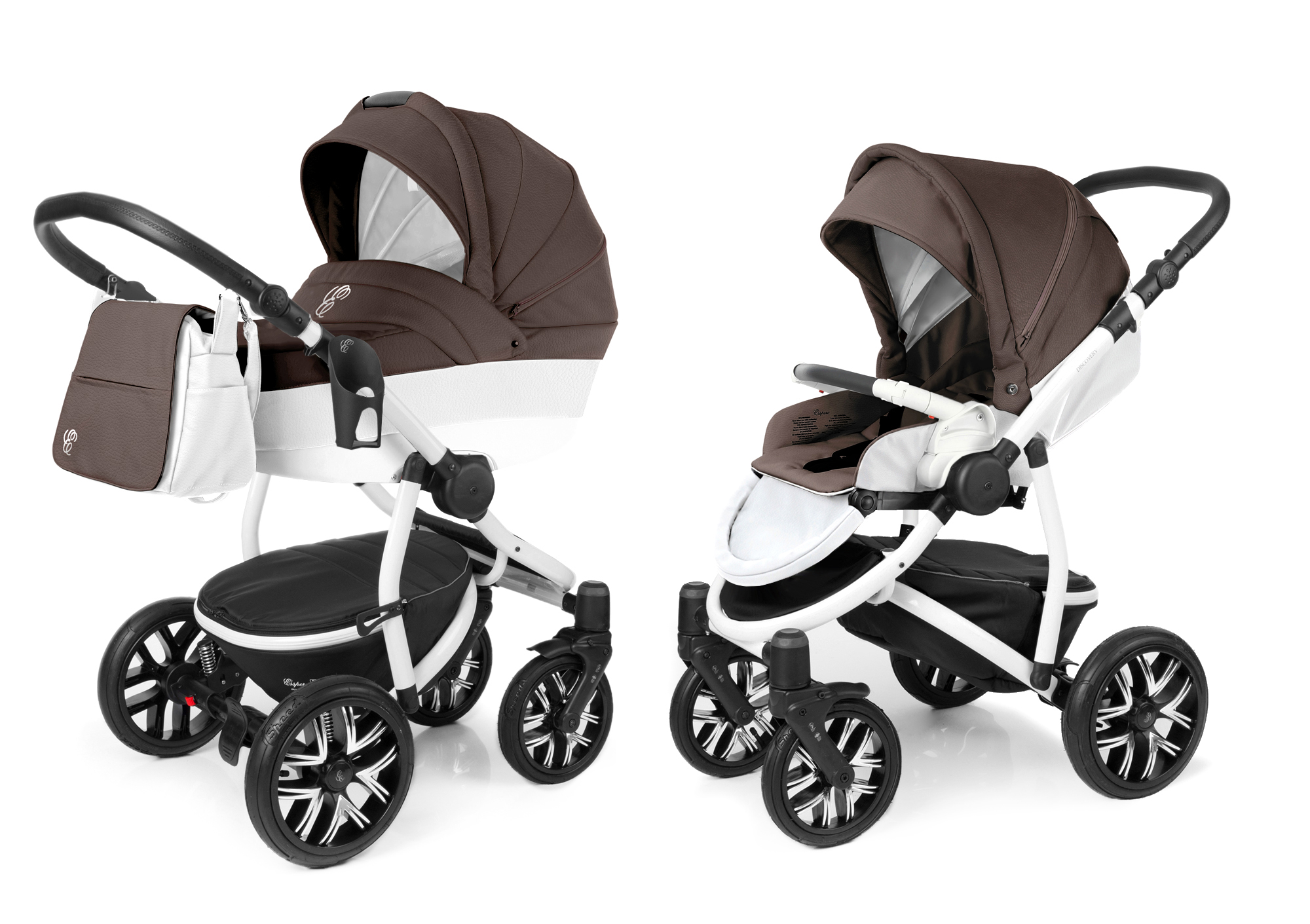 Коляска 2 в 1 Esspero Grand Discovery (шасси White) Cacao leatherette