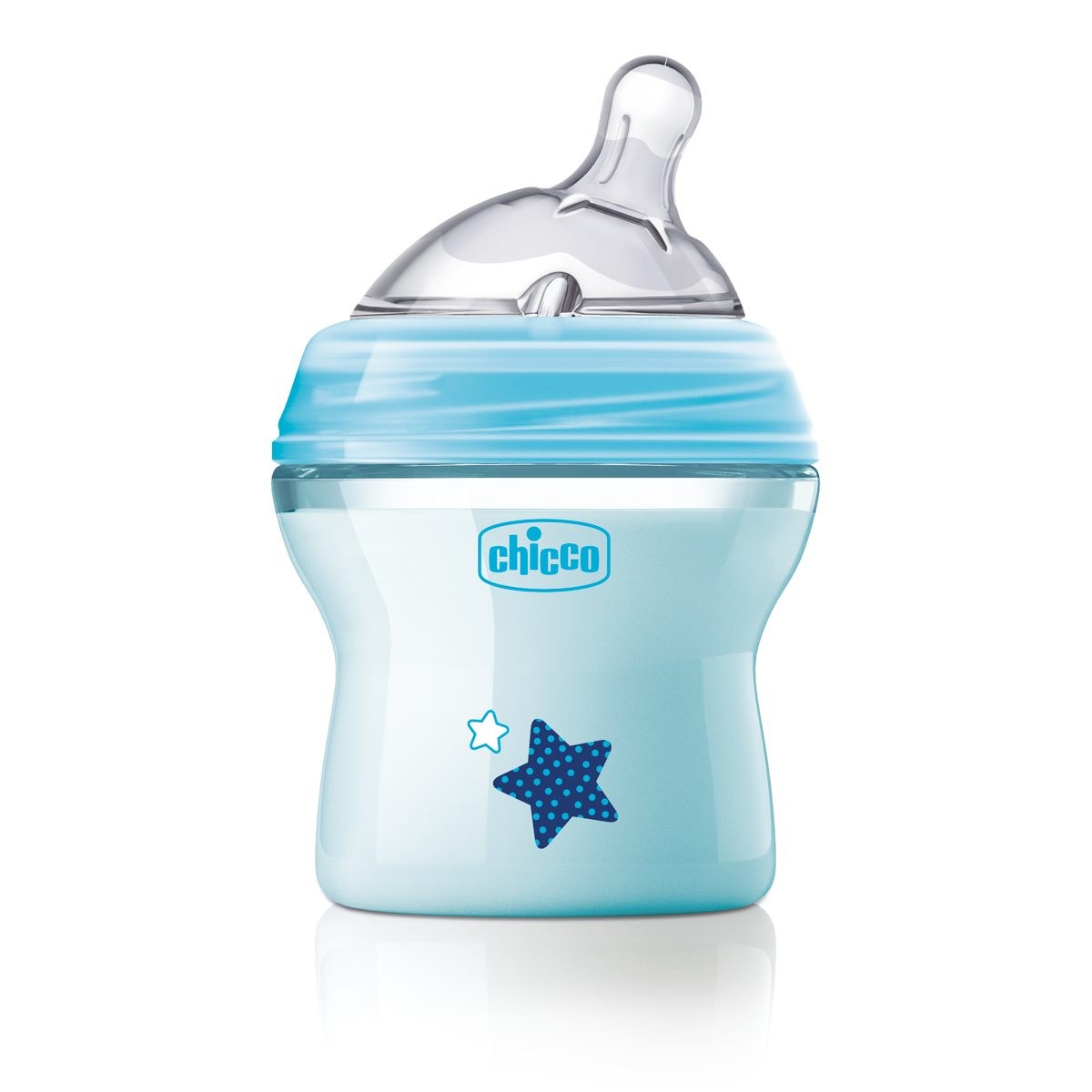 Бутылочка Chicco Natural Feeling Step Up New сил. соска, норм. поток, PP, 0+, 150 мл голубая, 310205207