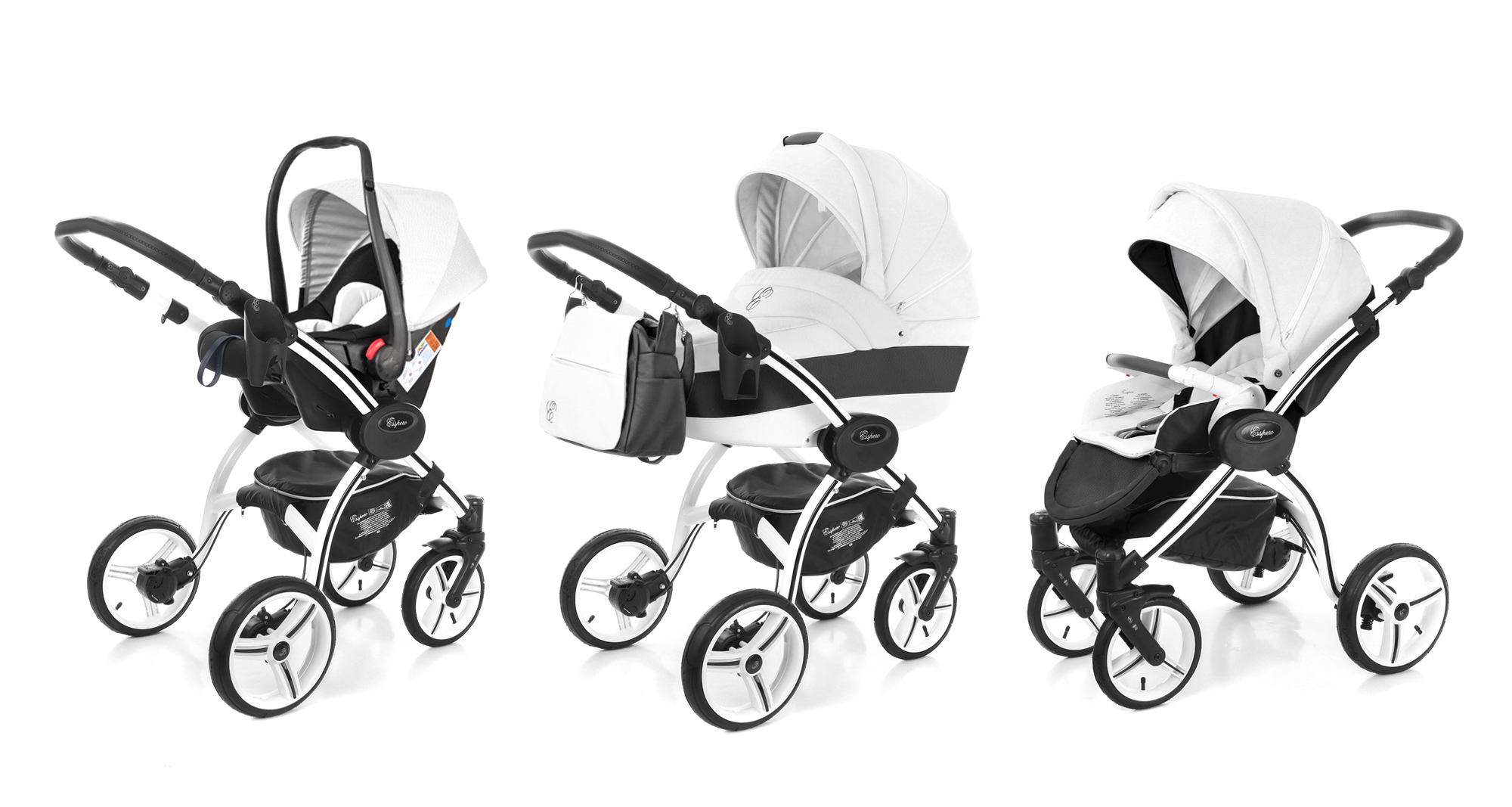 Коляска 3 в 1 Esspero Grand I-Nova (шасси White) White leatherette