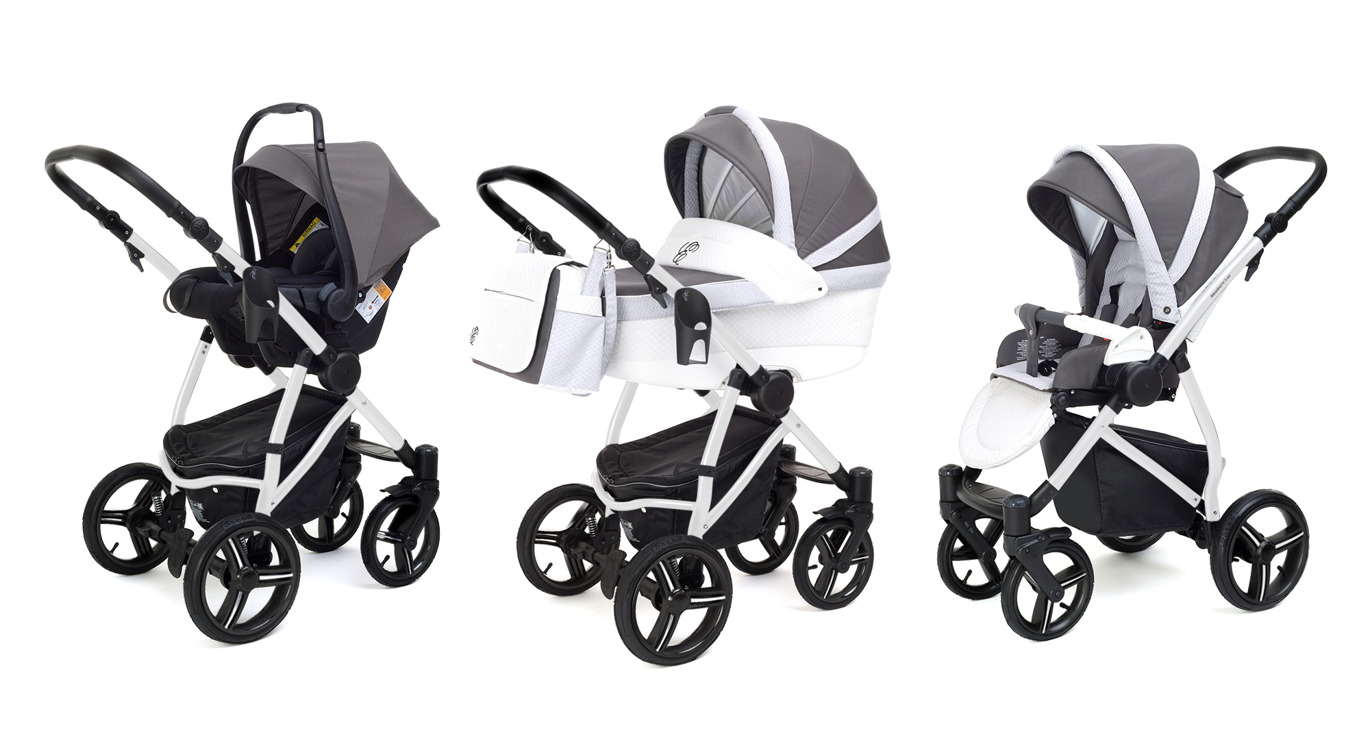 Коляска 3 в 1 Esspero Grand Newborn Lux (шасси White) Royal Light Grey