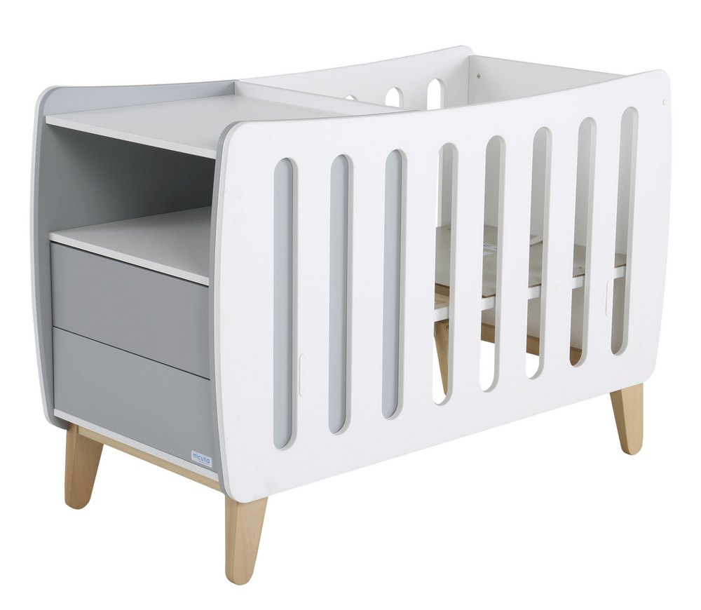 Детская кроватка Micuna Harmony Plus Relax 120x60 White/Berlin Grey/Natural