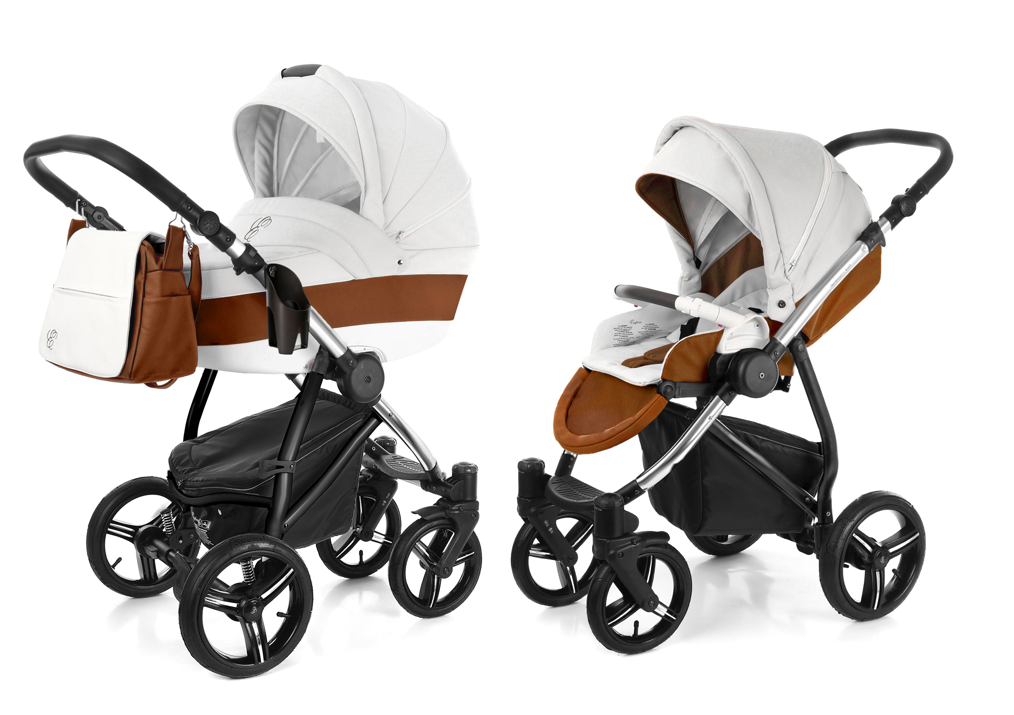 Коляска 2 в 1 Esspero Grand Newborn Lux (шасси Chrome) Orange leatherette