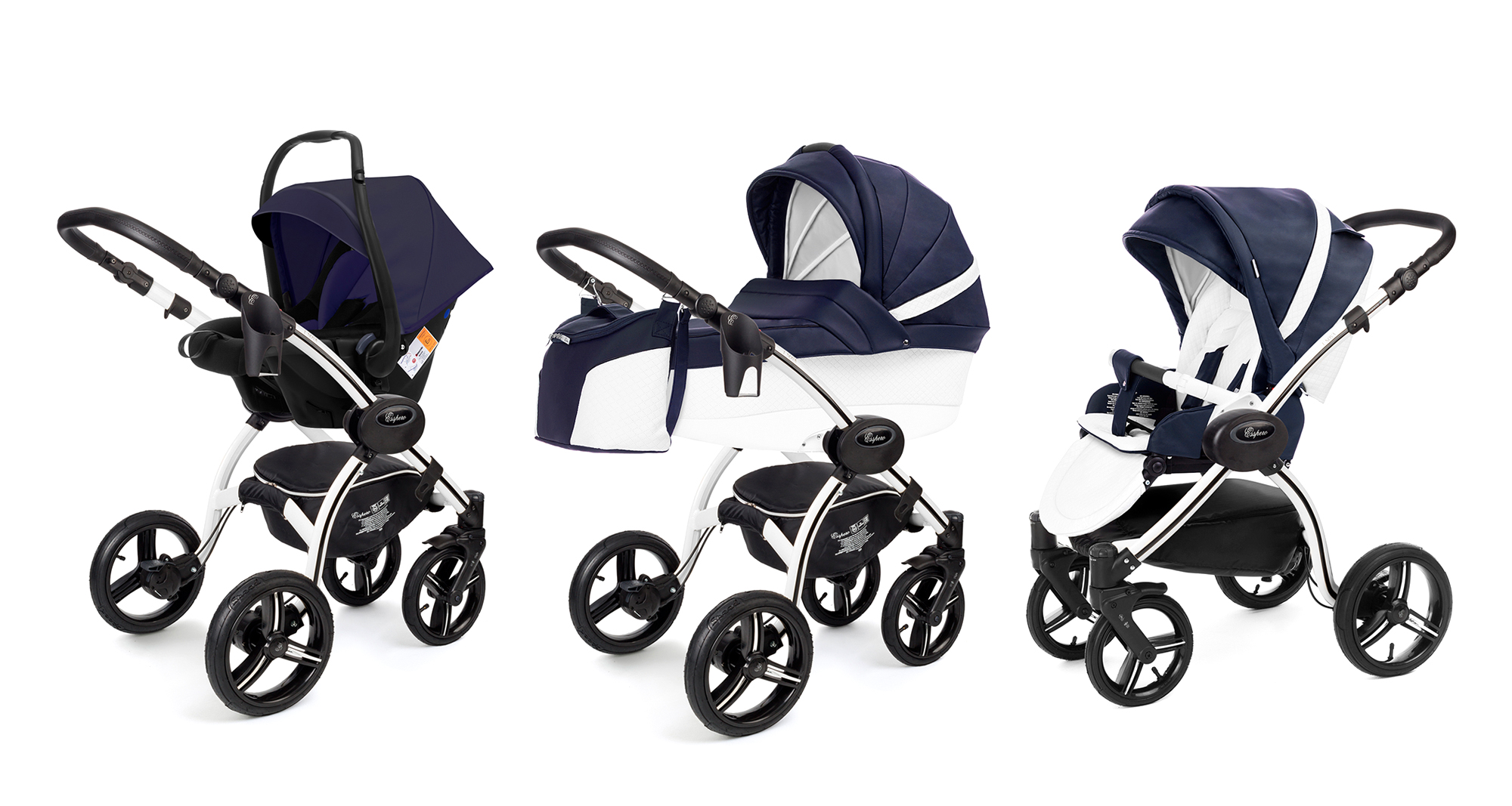 Коляска 3 в 1 Esspero Grand I-Nova (шасси White) Nappa Navy