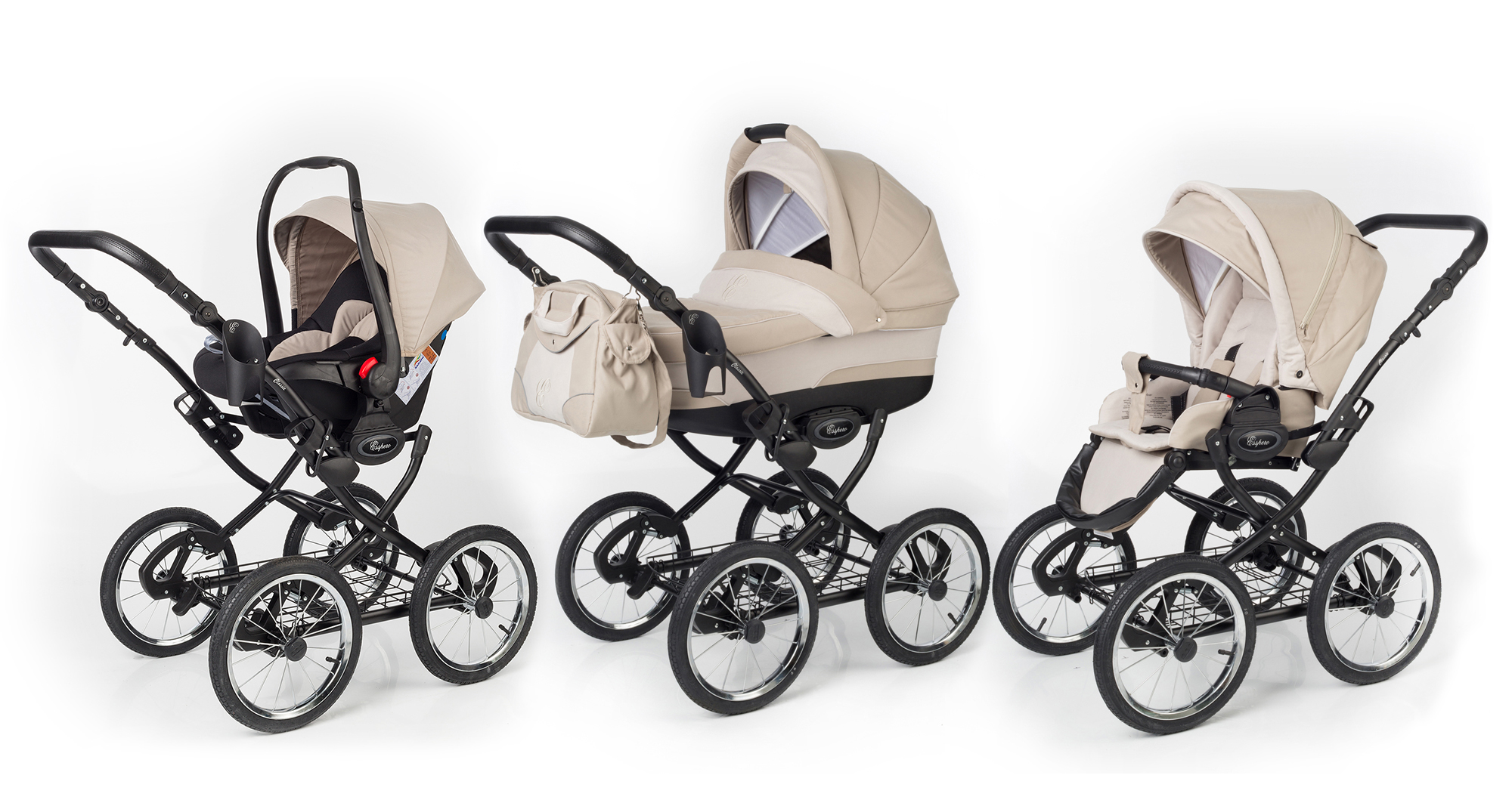 Коляска 3 в 1 Esspero Classic (шасси Black) Khakki Beige