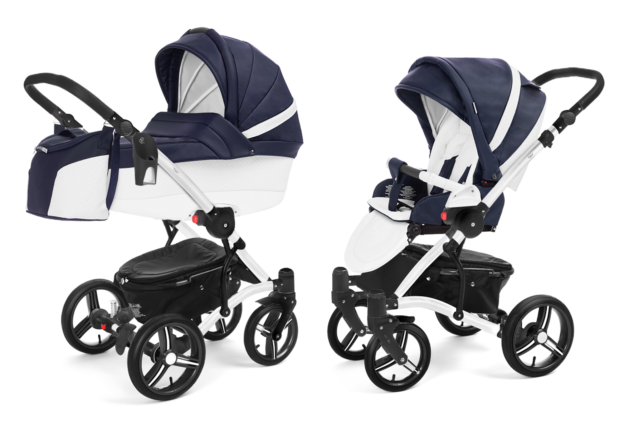 Коляска 2 в 1 Esspero Tour Leatherette (шасси White) Nappa Navy