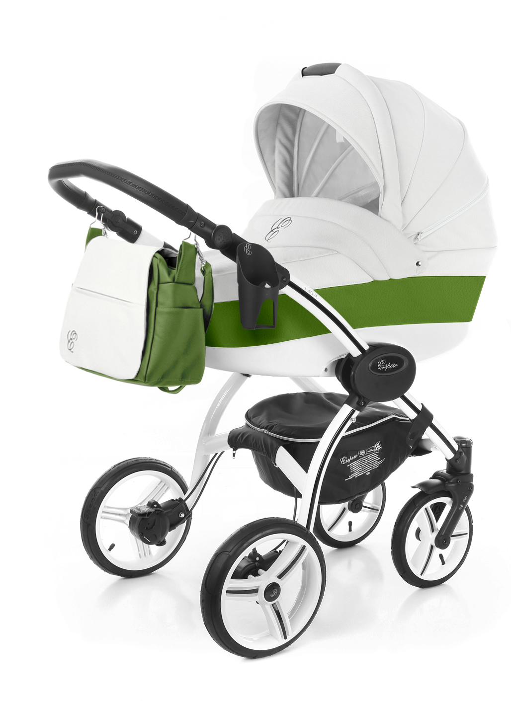 Коляска для новорожденных Esspero Grand I-Nova (шасси White) Apple leatherette