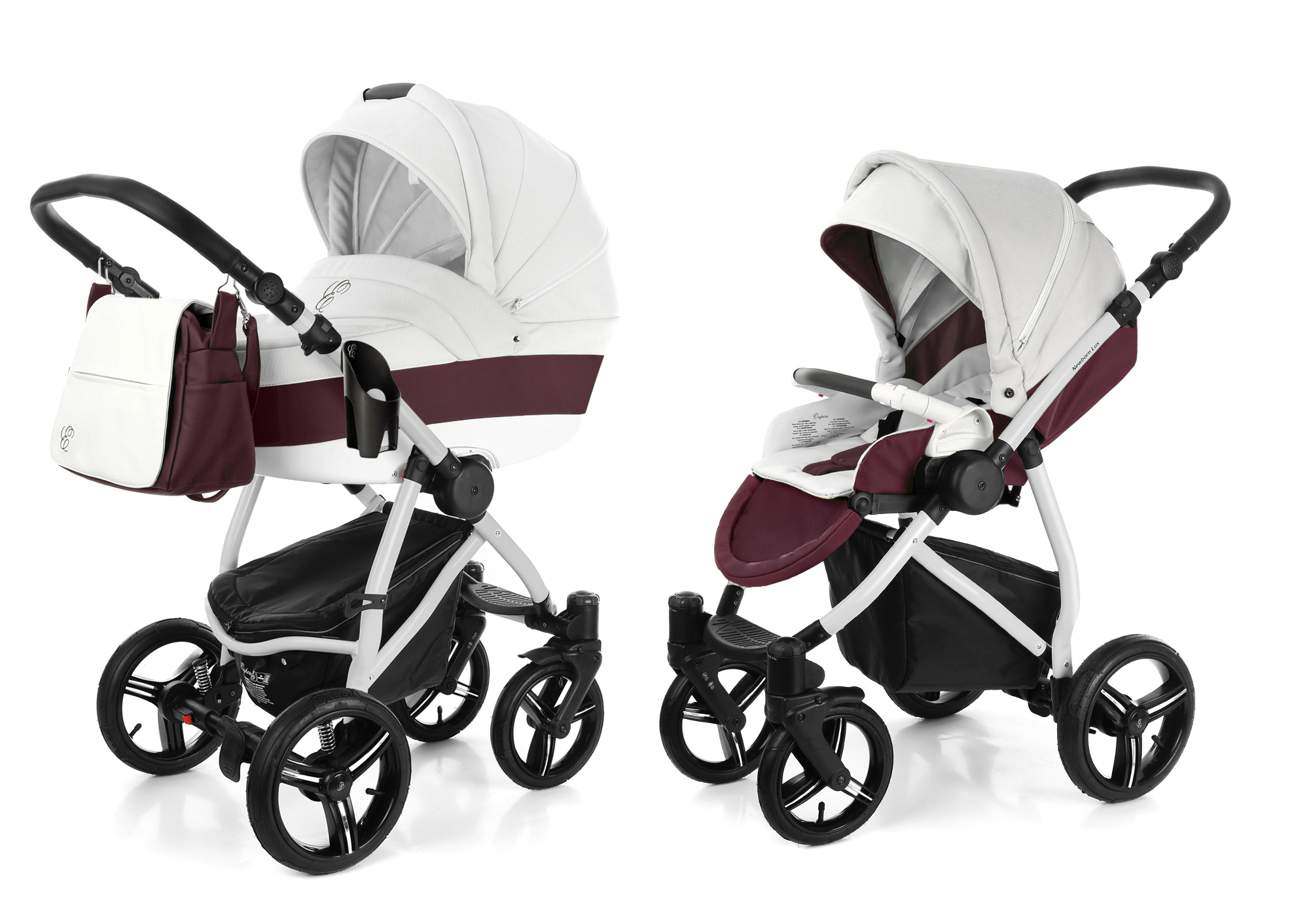 Коляска 2 в 1 Esspero Grand Newborn Lux (шасси Grey) Maroon leatherette
