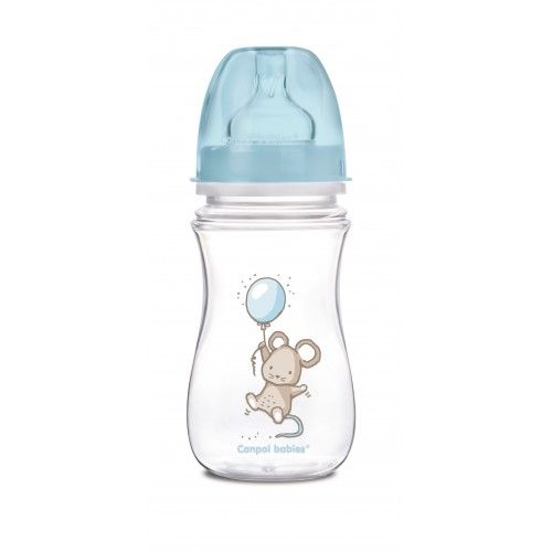 Бутылочка Canpol EasyStart Little cuties PP, шир. горл., антикол., 240 мл, 3+, арт. 35/219 голубой