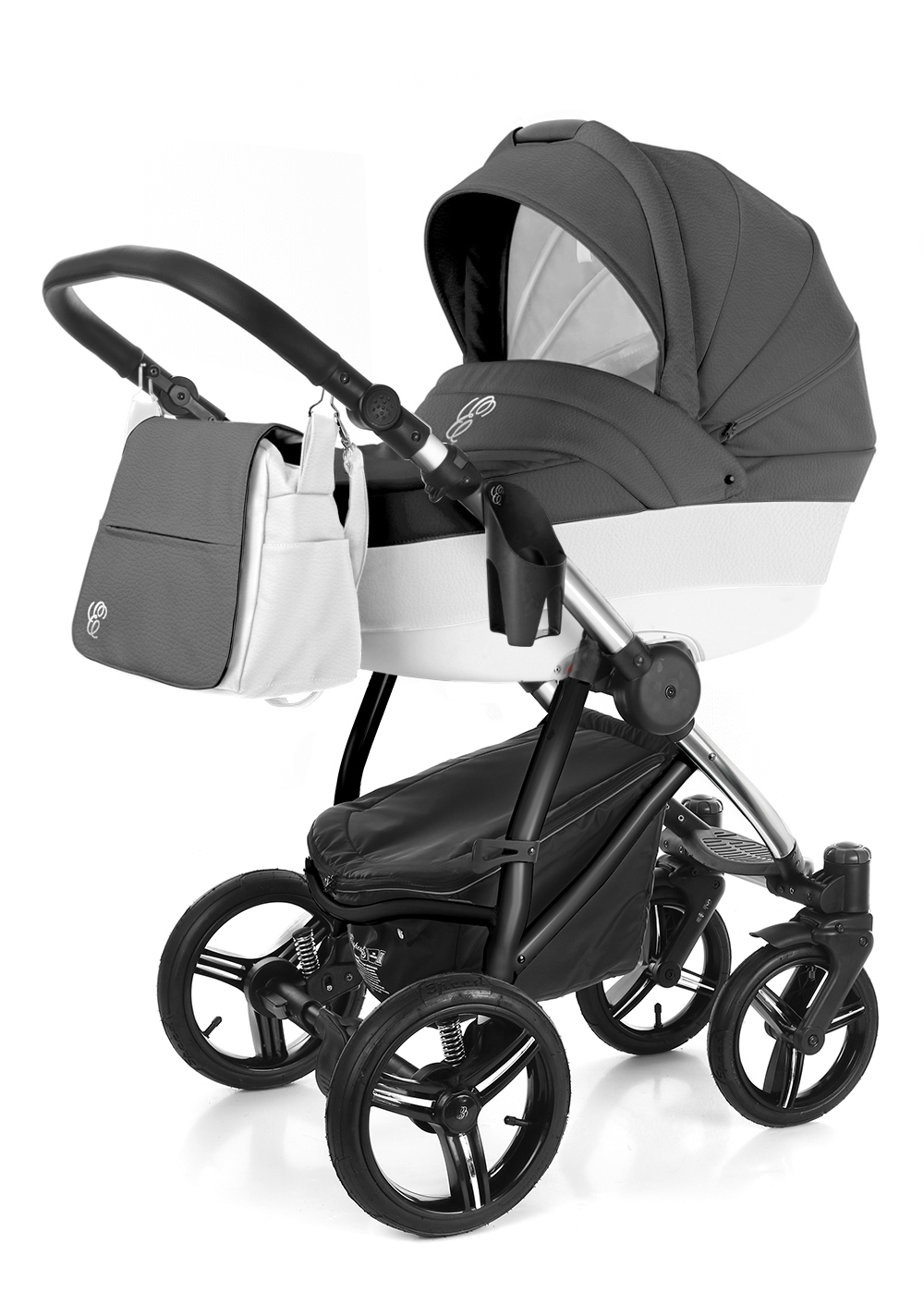 Коляска для новорожденных Esspero Grand Newborn Lux (шасси Chrome) Grafite leatherette