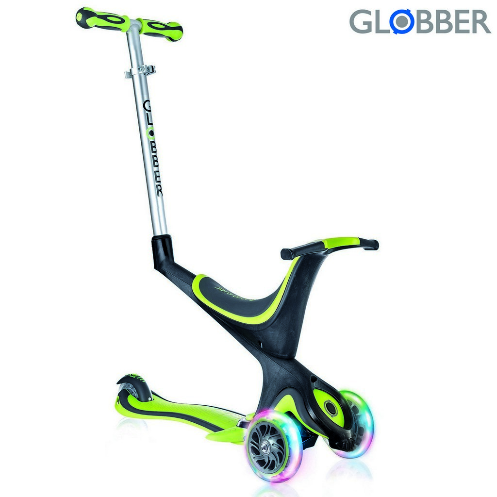 Самокат GLOBBER EVO 5 in 1 с 3 светящимися колесами Green