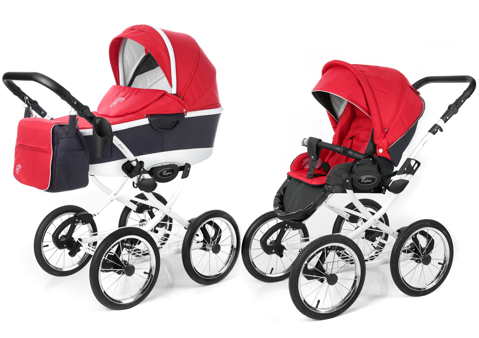 Коляска 2 в 1 Esspero Classic Alu (шасси White) Red