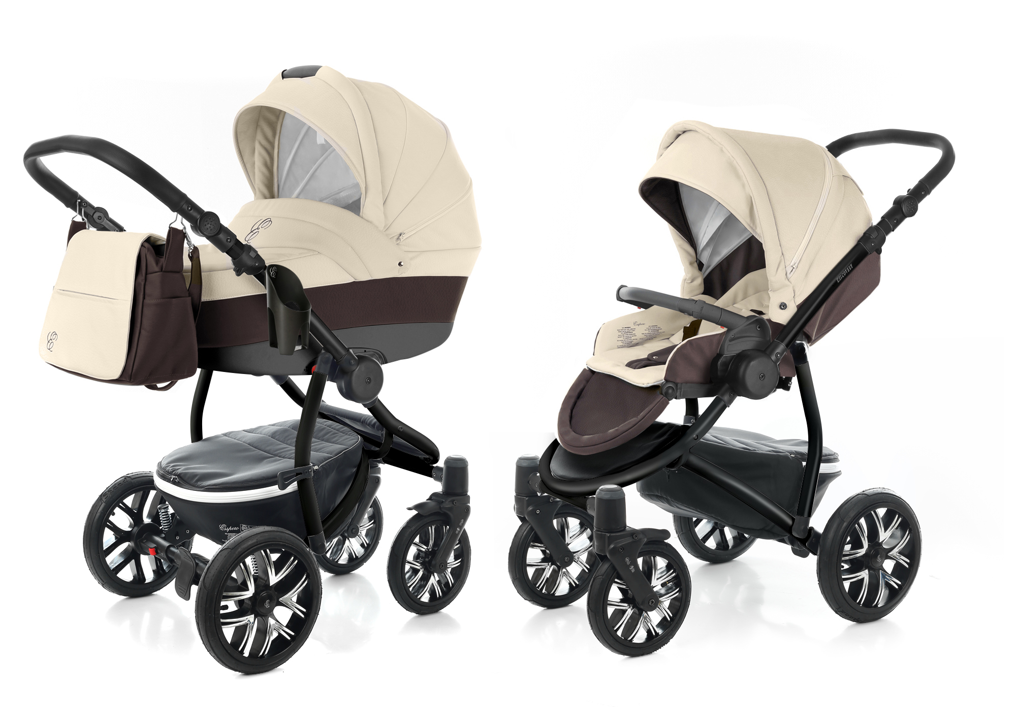 Коляска 2 в 1 Esspero Grand Discovery (шасси Graphite) Cream leatherette