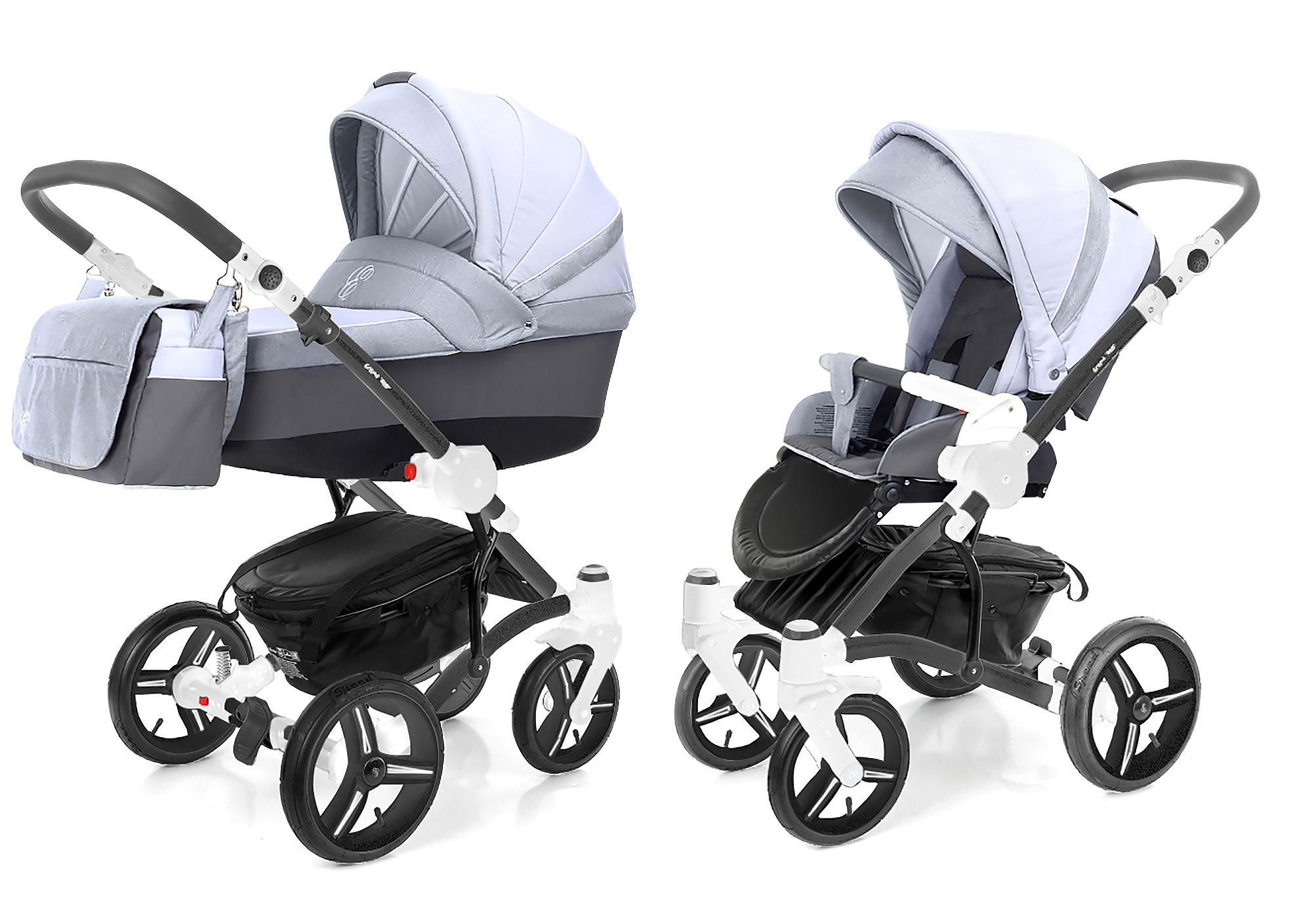Коляска 2 в 1 Esspero Grand Tour (шасси White) Grey Stone