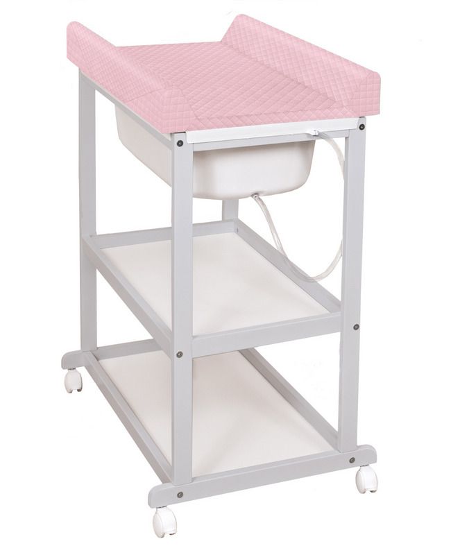 Пеленальный стол Ceba Baby Laura с матрасиком CARO Стол Grey Матрасик Pink
