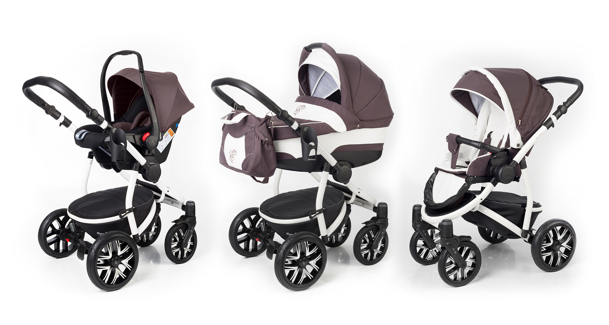 Коляска 3 в 1 Esspero Discovery (шасси White) Brown Lux