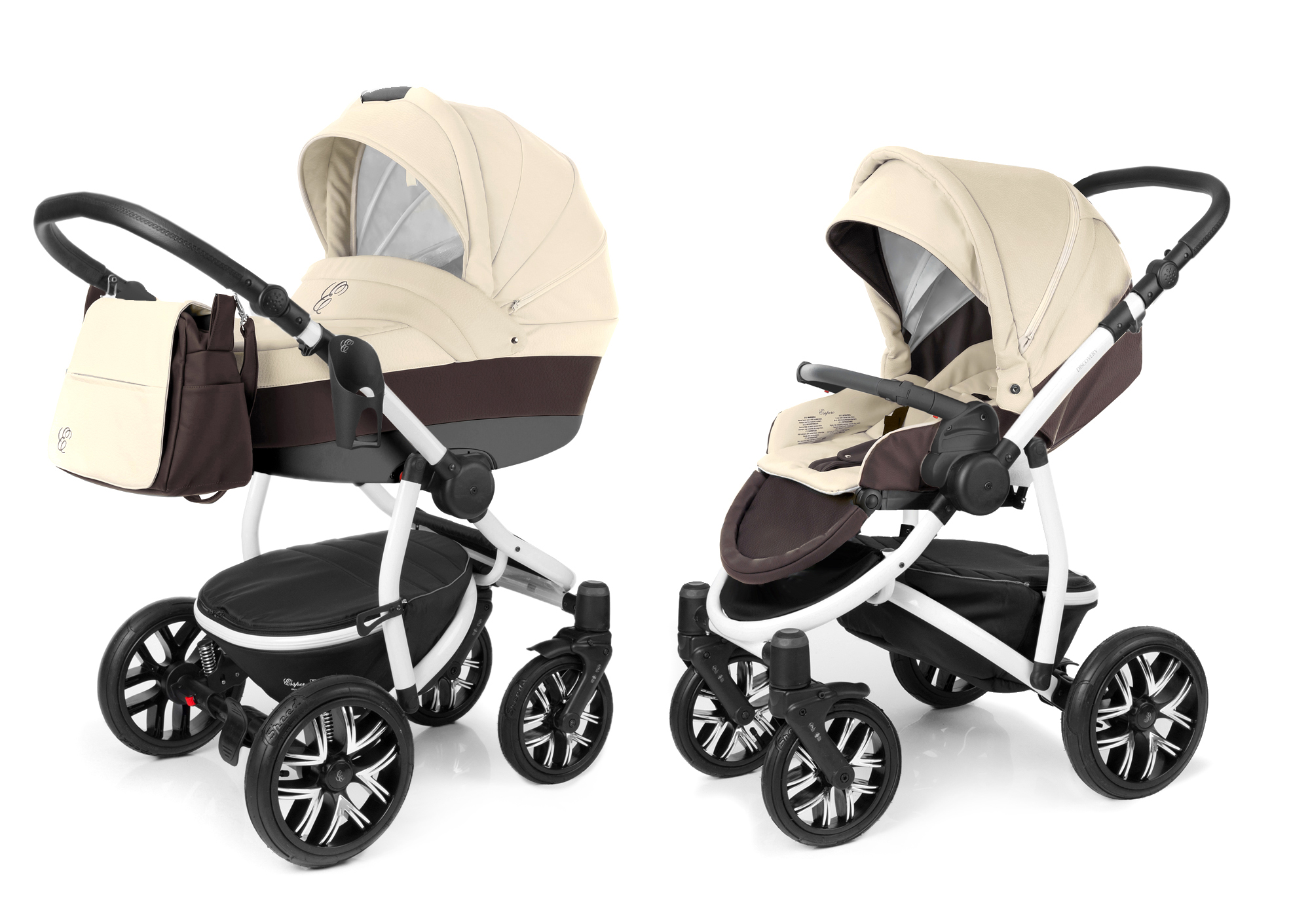 Коляска 2 в 1 Esspero Grand Discovery (шасси White) Cream leatherette
