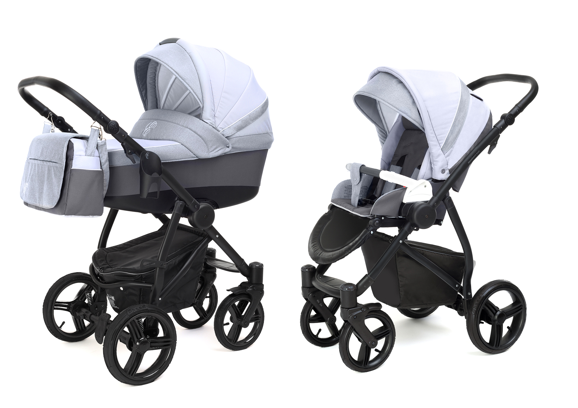Коляска 2 в 1 Esspero Grand Newborn Lux (шасси Black) Grey Stone