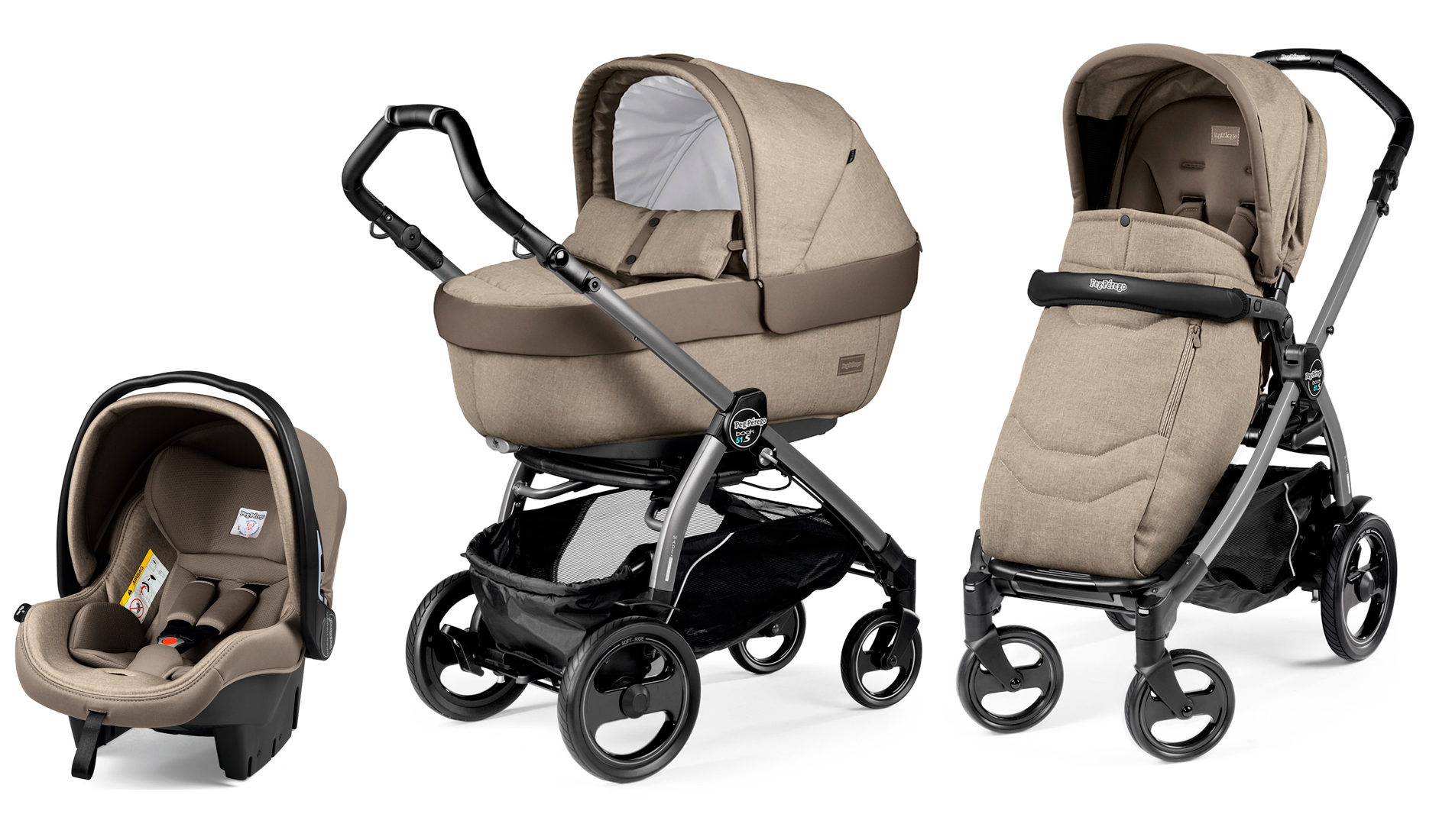 Коляска 3 в 1 Peg Perego Book 51 S Elite Modular System (шасси Jet) Cream