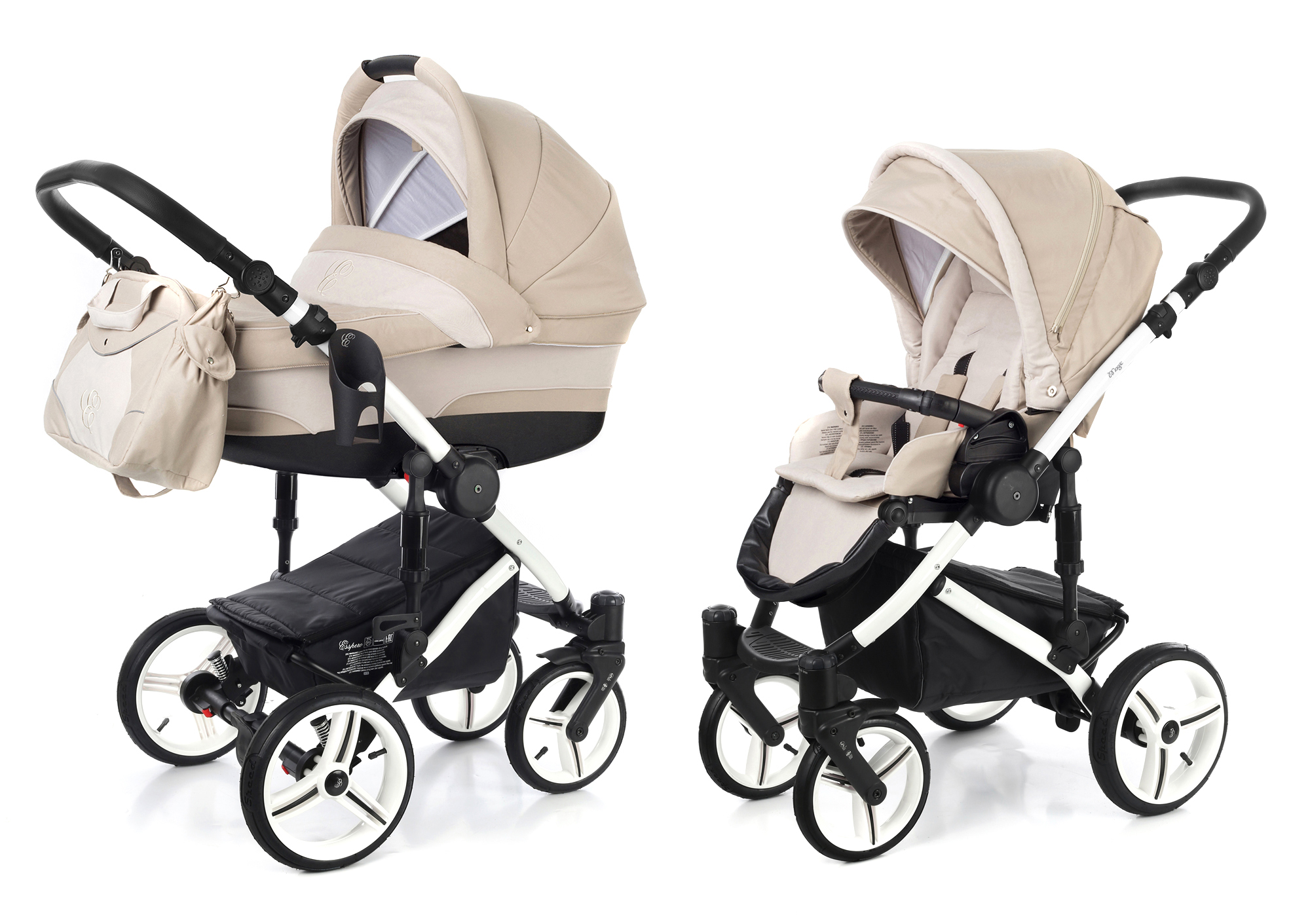 Коляска 2 в 1 Esspero Magic (шасси White) Khakki Beige