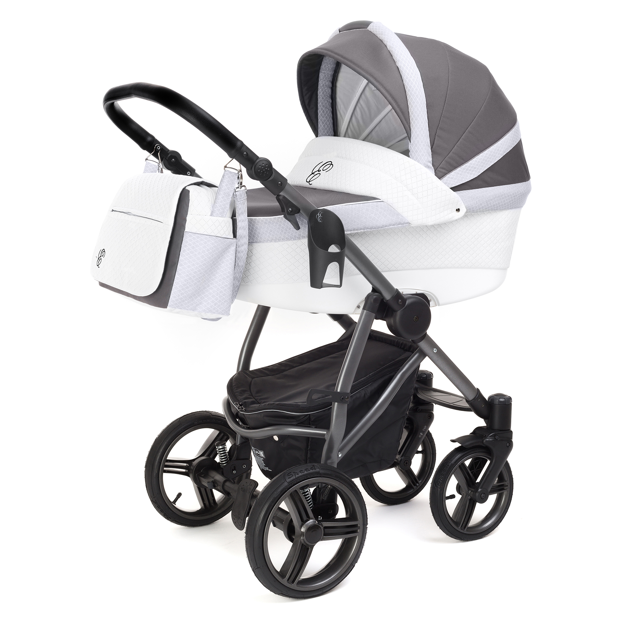 Коляска для новорожденных Esspero Grand Newborn Lux (шасси Graphite) Royal Light Grey
