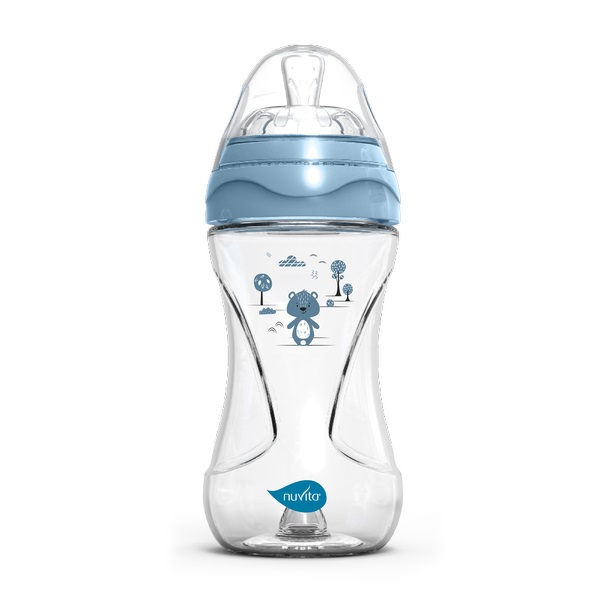Антиколиковая бутылочка Nuvita 6031 Materno Feel 250мл, пластик голубой