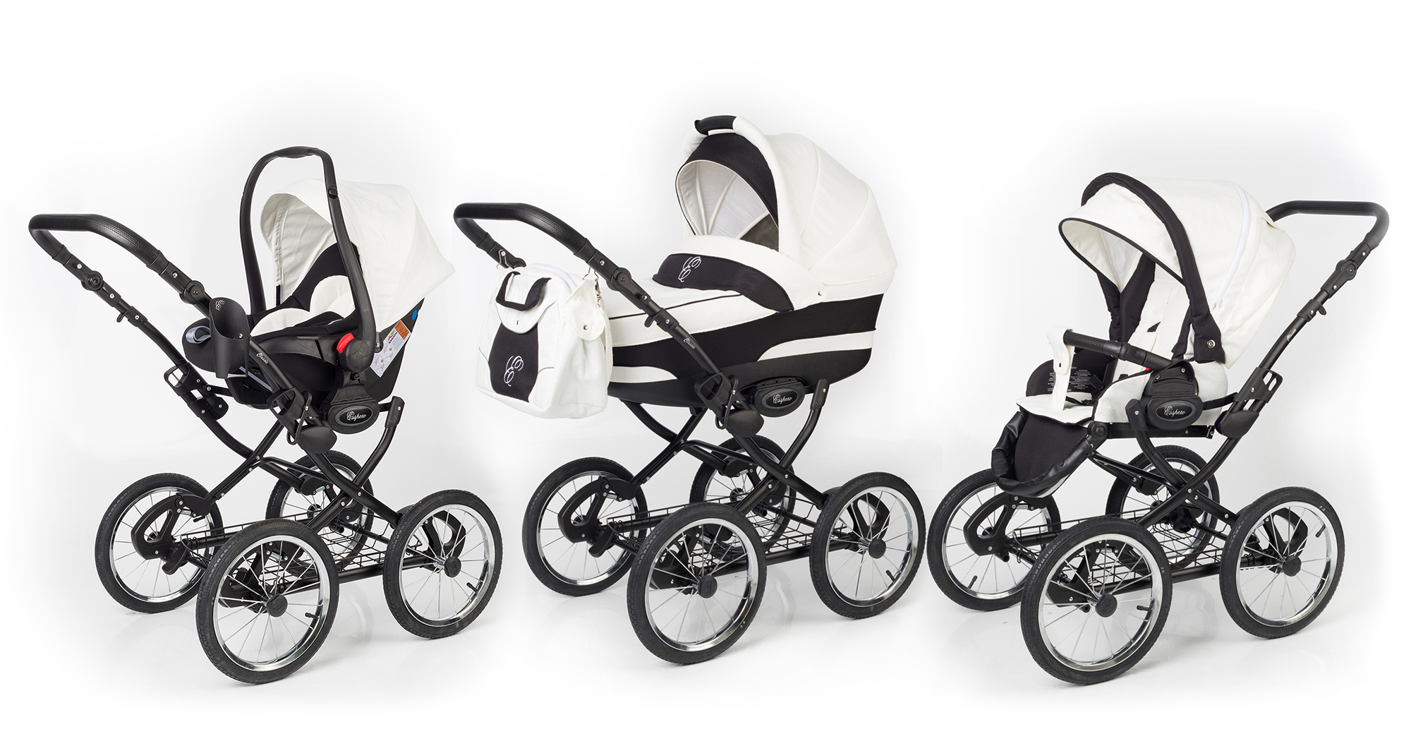 Коляска 3 в 1 Esspero Classic (шасси Black) White