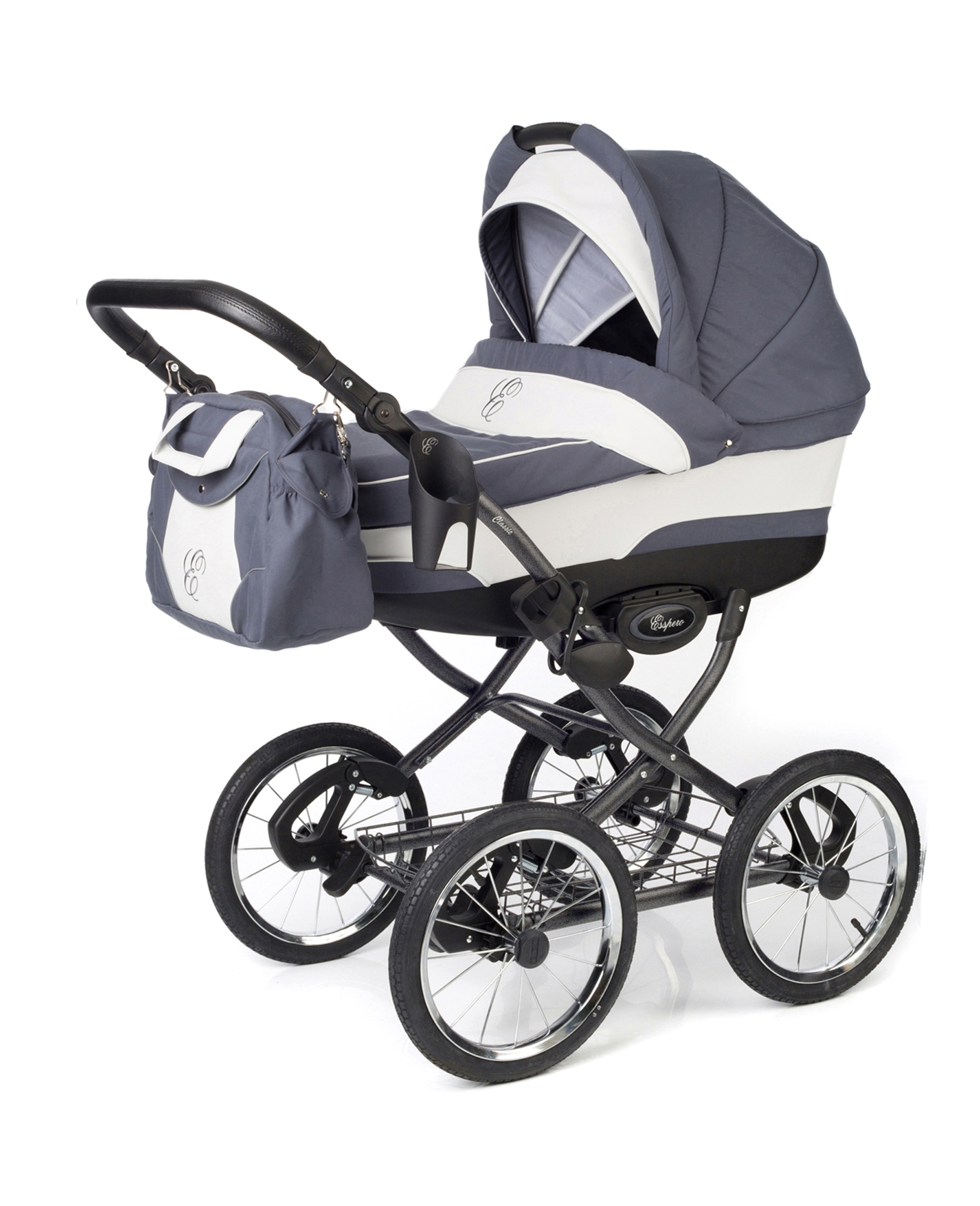 Коляска для новорожденных Esspero Classic (шасси Graphite) Grey Lux