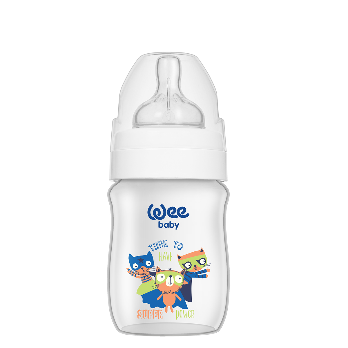 Бутылочка для кормления с широким горлышком с силиконовой соской р-р1, WeeBaby Classic Plus, 150 мл
