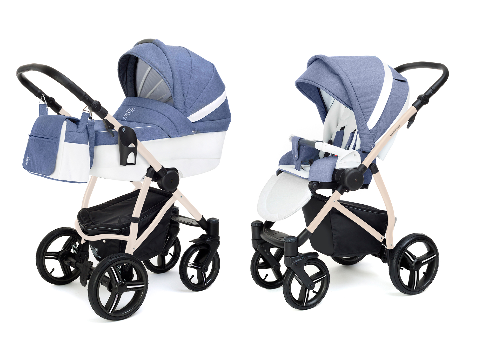 Коляска 2 в 1 Esspero Grand Newborn Lux (шасси Beige) Jeans Blue
