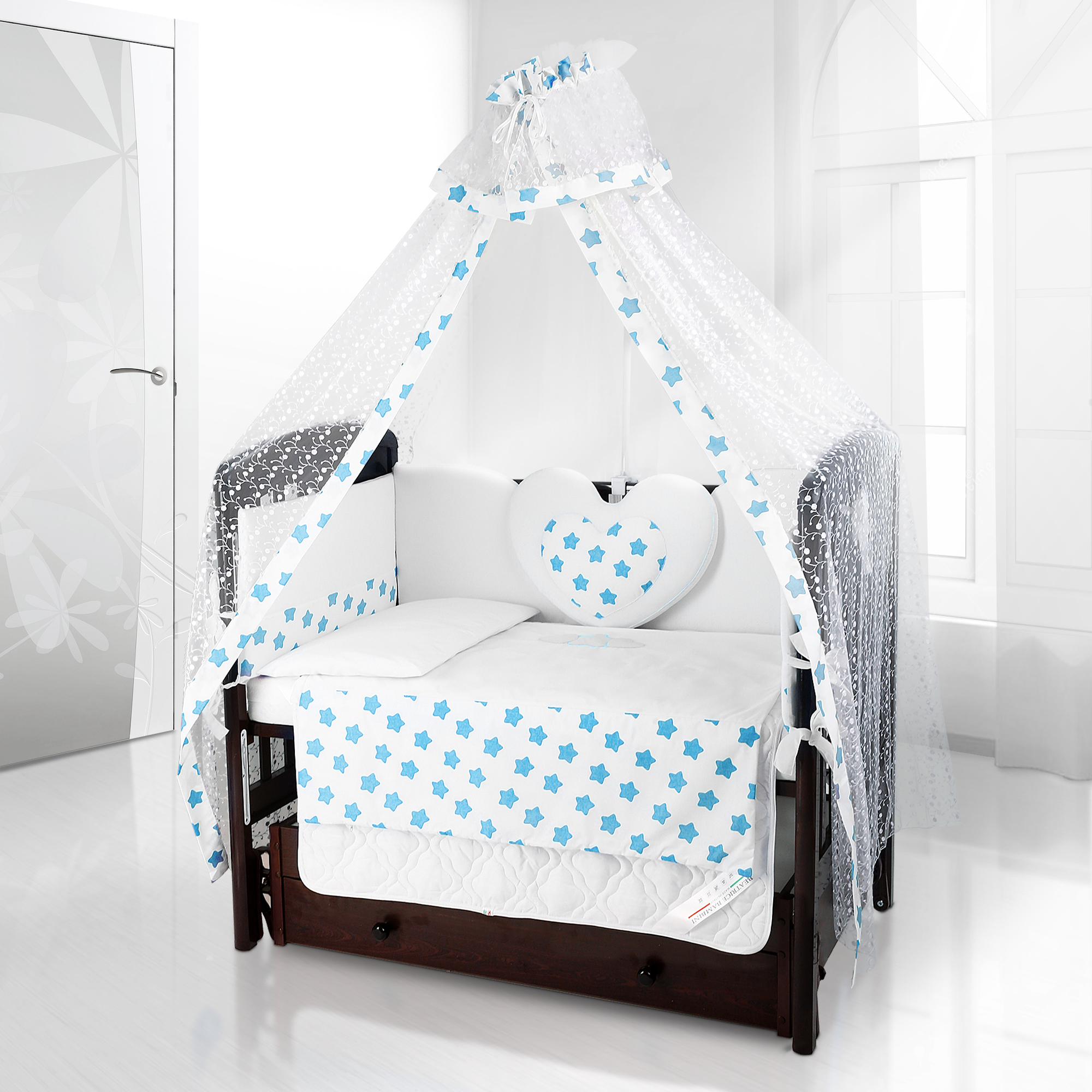 Комплект постельного белья Beatrice Bambini Cuore Grande Stella bianco blu latte