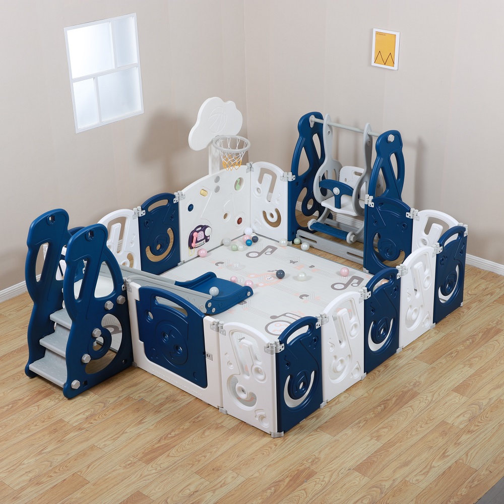 Манеж UNIX Kids SUPREME Music 200x200 Blue с качелями