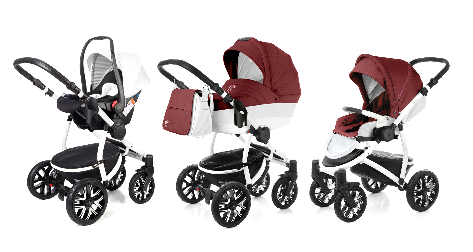 Коляска 3 в 1 Esspero Grand Discovery (шасси White) Cherry leatherette