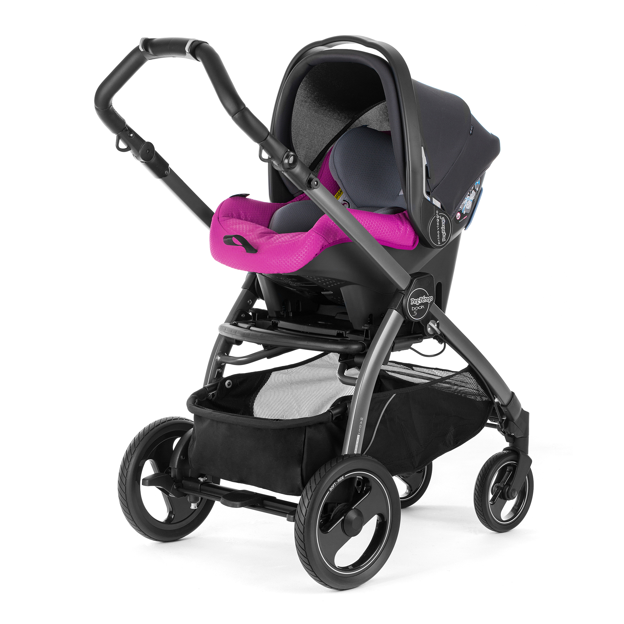 Автокресло Peg Perego Primo Viaggio SL на шасси Book S (шасси White/Black) Bloom Pink